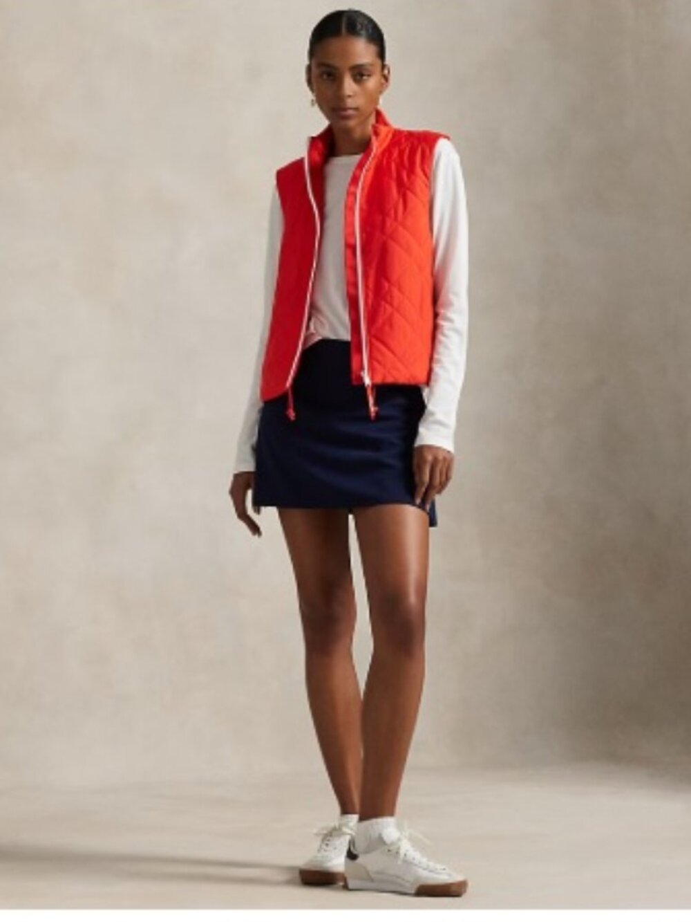 Ralph Lauren RLX Hybrid Quilted-Panel Zip Vest, Bright Poppy Red | Small